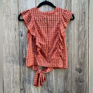 WILLOW & ROOT Rust Orange Ruffle Sleeveless Top Women’s Small